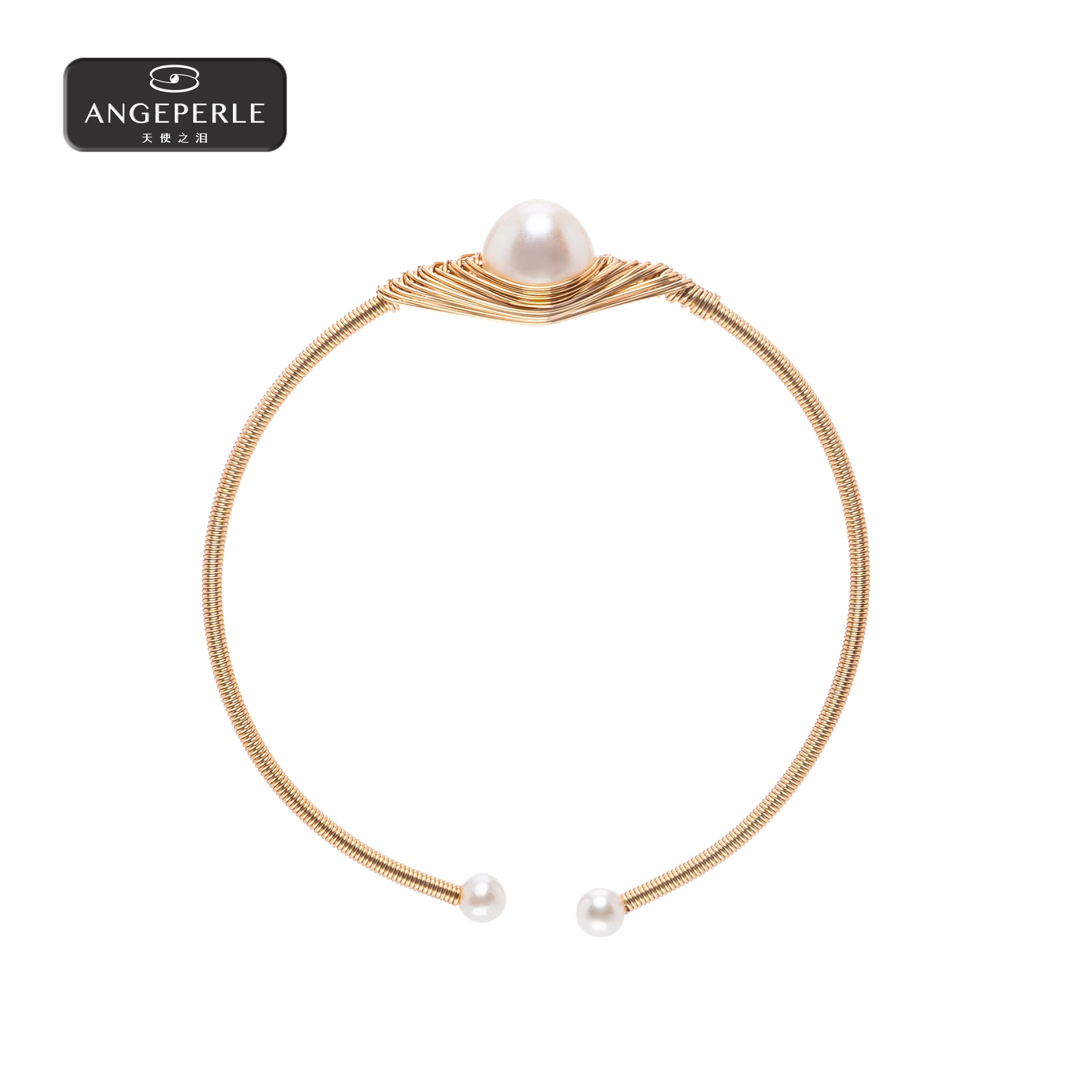 ANGEPERLE Alloy and Freshwater Pearl Bracelet  4-5/10-11mm TKDW01