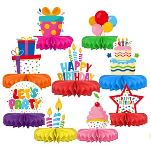 Happy Birthday Decorations Set - Colorful Honeycomb Centerpiece & Table Decor for Kids’ Party Supplies