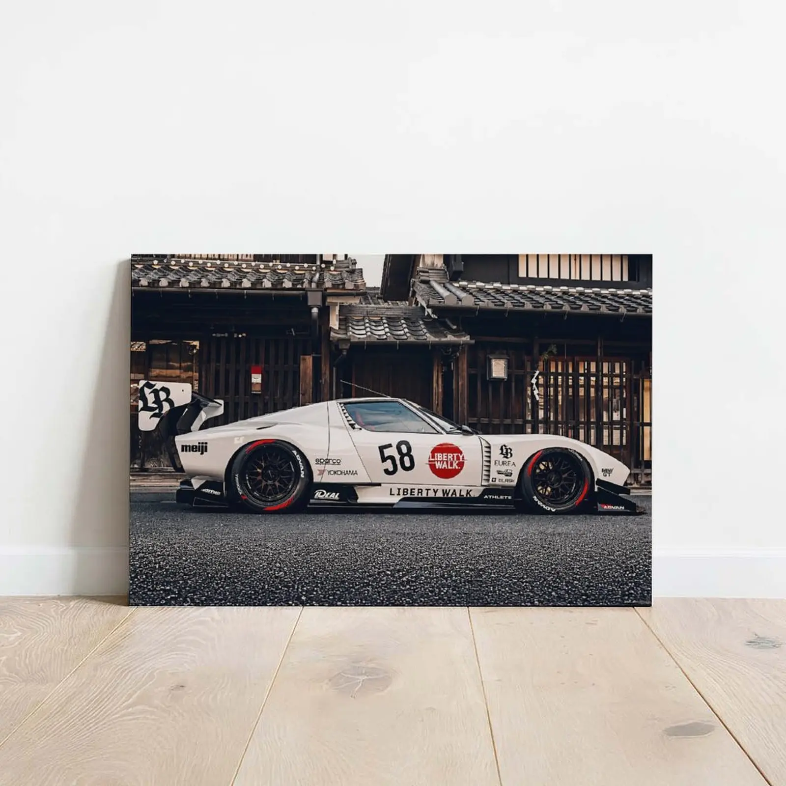 Classic Lamborghini Miura Poster Canvas Painting Vintage Retro JDM Race Car Graphic Print Liberty Walk Canvas Wall Art Decor Modern Aesthetic Pictures for Bedroom Garage Living Room
