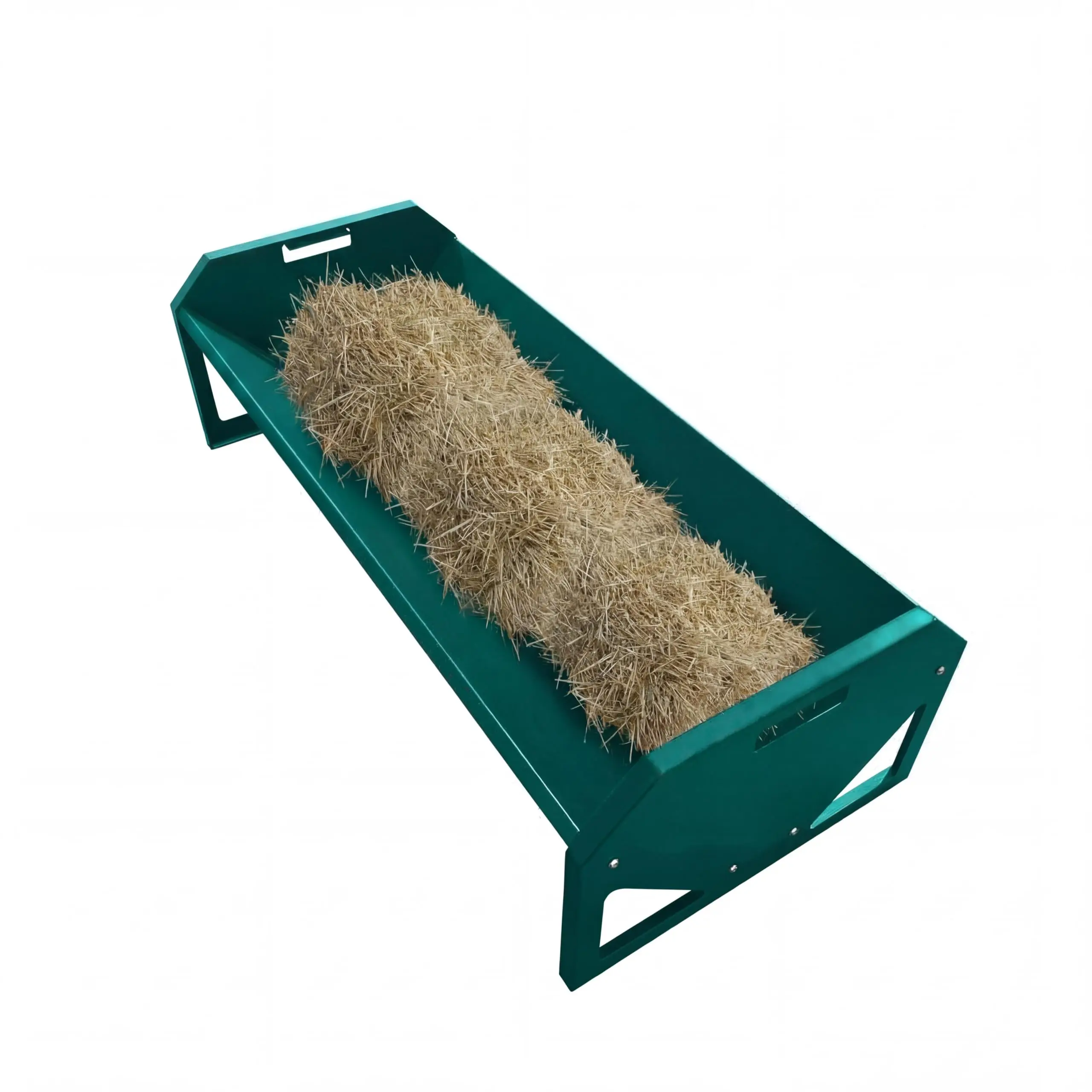 22-gallon livestock feeder, 45-inch hay feeder for up to 10 sheep at once, heavy-duty steel feeding trough for horses, goats, sheep, cattle, cows, alpacas, dark green