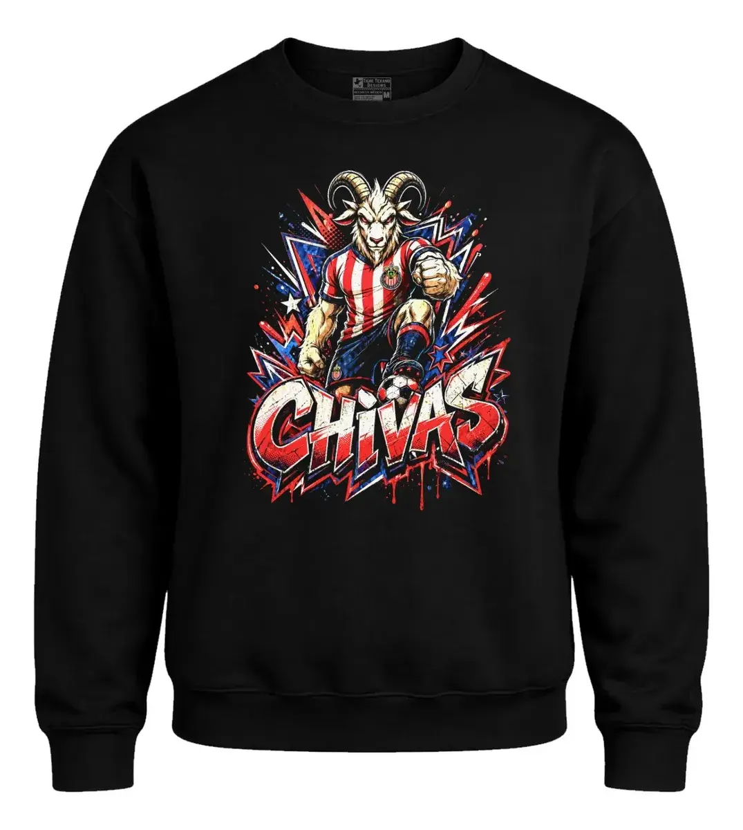 Chivas Guadalajara Soccer Sweatshirt, Mexican Football Fan Graphic Crewneck, Rebaño Sagrado Streetwear Pullover, Vintage Goat Design Sports Top, Gift for Chivas Fans Men Women
