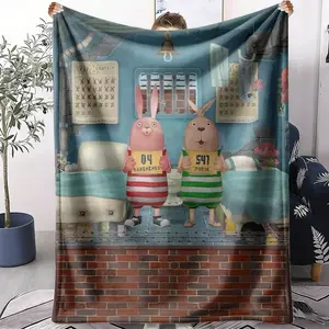 U-Usavich Cartoon Throw Cooling Flannel Throw Blanket Ultra Soft Lightweight Summer Air Conditioner Blanket, Cozy Breathable No Shedding Nap Blanket for Sofa Couch Bed Office Chair, Perfect for Travel Camping Home