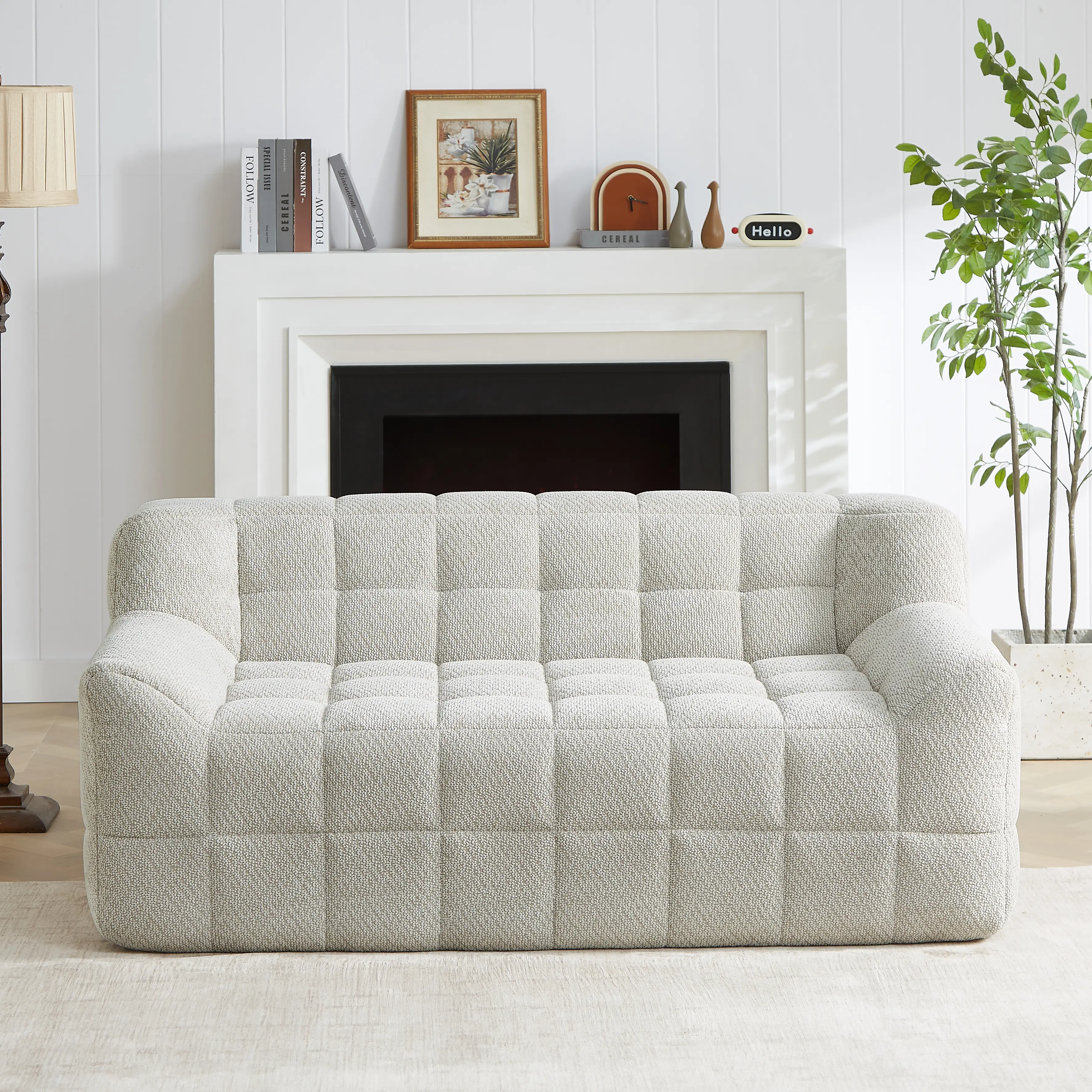 Compressed Boneless Sofa, 64.6″ Plococo Cloud Couch Loveseat, Velvet Upholstered, High-Density Foam, Cozy Deep Seat, Apartment Friendly, No Assembly, sofá comprimido para apartamento, silla, sillón, fácil de armar