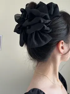 Women's Fabric Mesh Bow Hair Clip, Bowknot, Simple Fashionable Design, Elegant Women's Accessory, Perfect for Updo, Daily Wear & Special Occasions