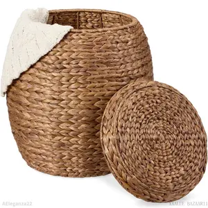 Best Choice Products Vintage Multipurpose Hyacinth Storage Organizer Tote Basket w/ LidEverlanelnspired17AEleganza22XXALUE BAZAAR11
