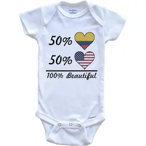 Really Awesome Shirts 50% Colombian 50% American 100% Beautiful Colombia Flag Heart One Piece Baby Bodysuit
