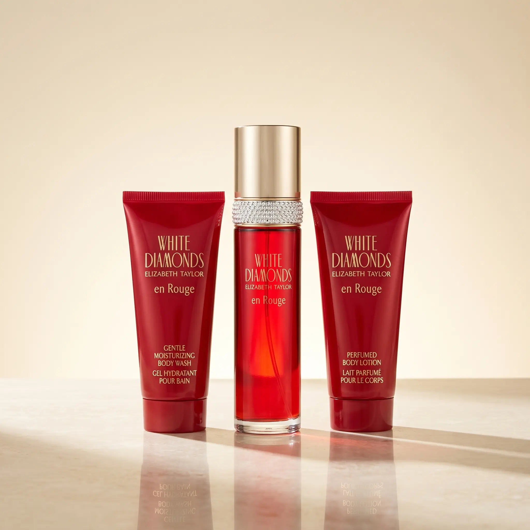 White Diamonds En Rouge by Elizabeth Taylor for Women - 3 Pc Gift Set 3.3oz EDT Spray, 3.3oz Body Lotion, 3.3oz Body Wash