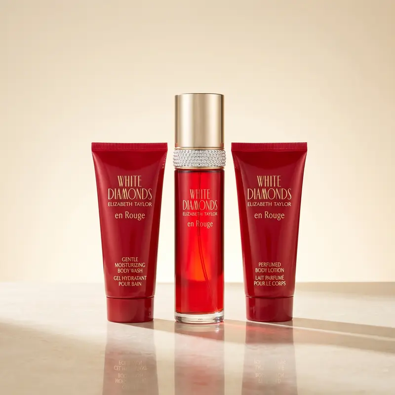 White Diamonds En Rouge by Elizabeth Taylor for Women - 3 Pc Gift Set 3.3oz EDT Spray, 3.3oz Body Lotion, 3.3oz Body Wash