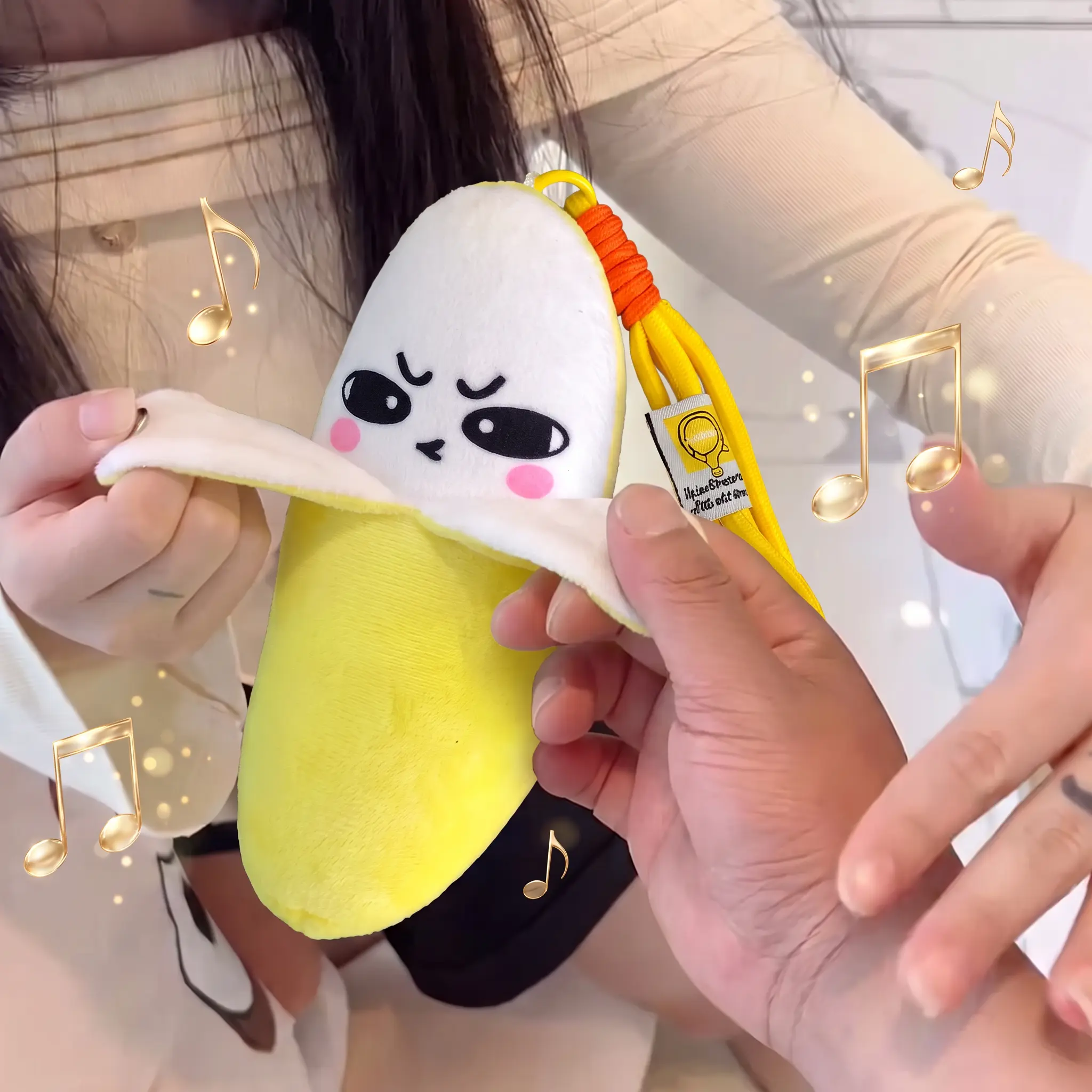 Mini Musical Touch Plush Bag Charm Keychain for Couples | Interactive Sensory Doll, Adorable Christmas & Birthday Present for Him or Her