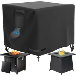 Square Gas Fire Pit Cover 30 x 30 x 25 Inch,  & 600D Heavy Duty Fire Table Cover, Compatible with Ciays, Xbeauty, Bali Outdoors and More 28x28, 30x30 Inch Patio  Firepits