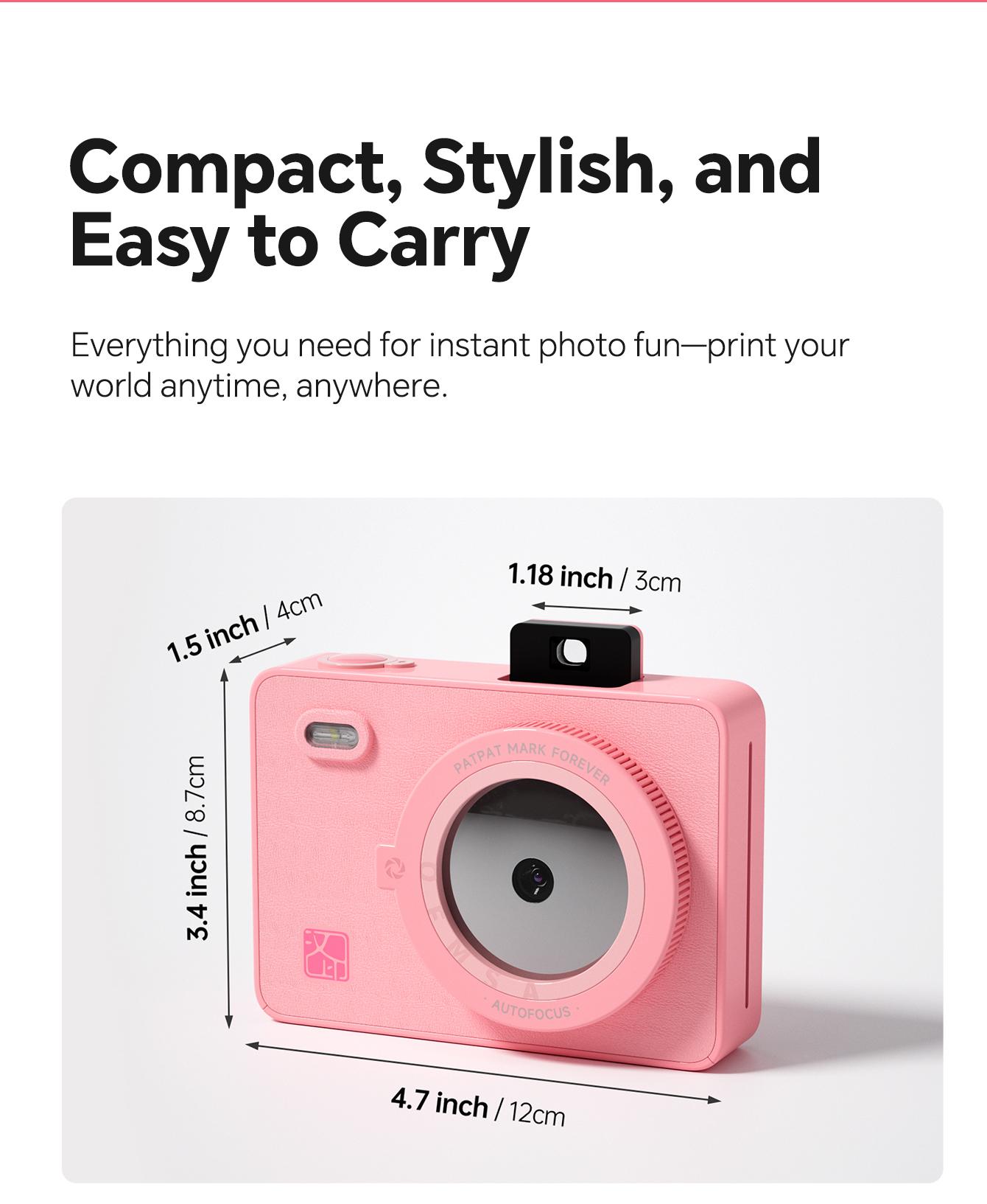 Hanin Instant Print Camera & 2x3 Portable Bluetooth Photo Printer for iPhone & Android, Full-Color Dye-Sub Ink-Free Printing, Print from Phone or Camera, for Travel, Party, Couple & Family Photos, GiftedInLove