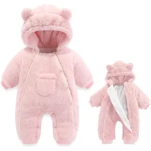 Newborn Bear Suit Boys and Girls Fleece Jumpsuit Hooded Jacket Winter Clothing Snowsuit