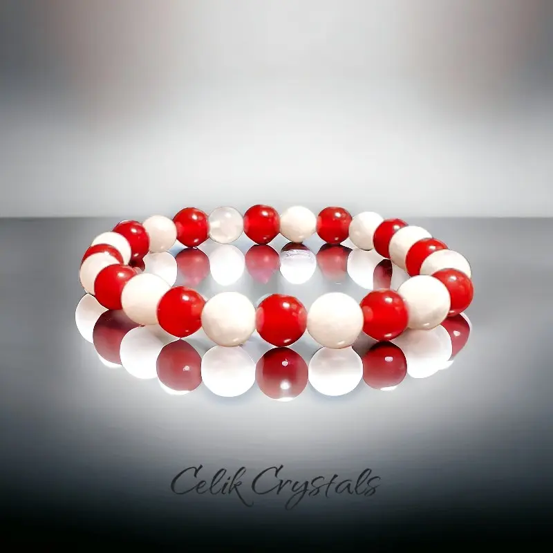 Carnelian & Moonstone Bracelet - Healing Bracelet Emotional Balance