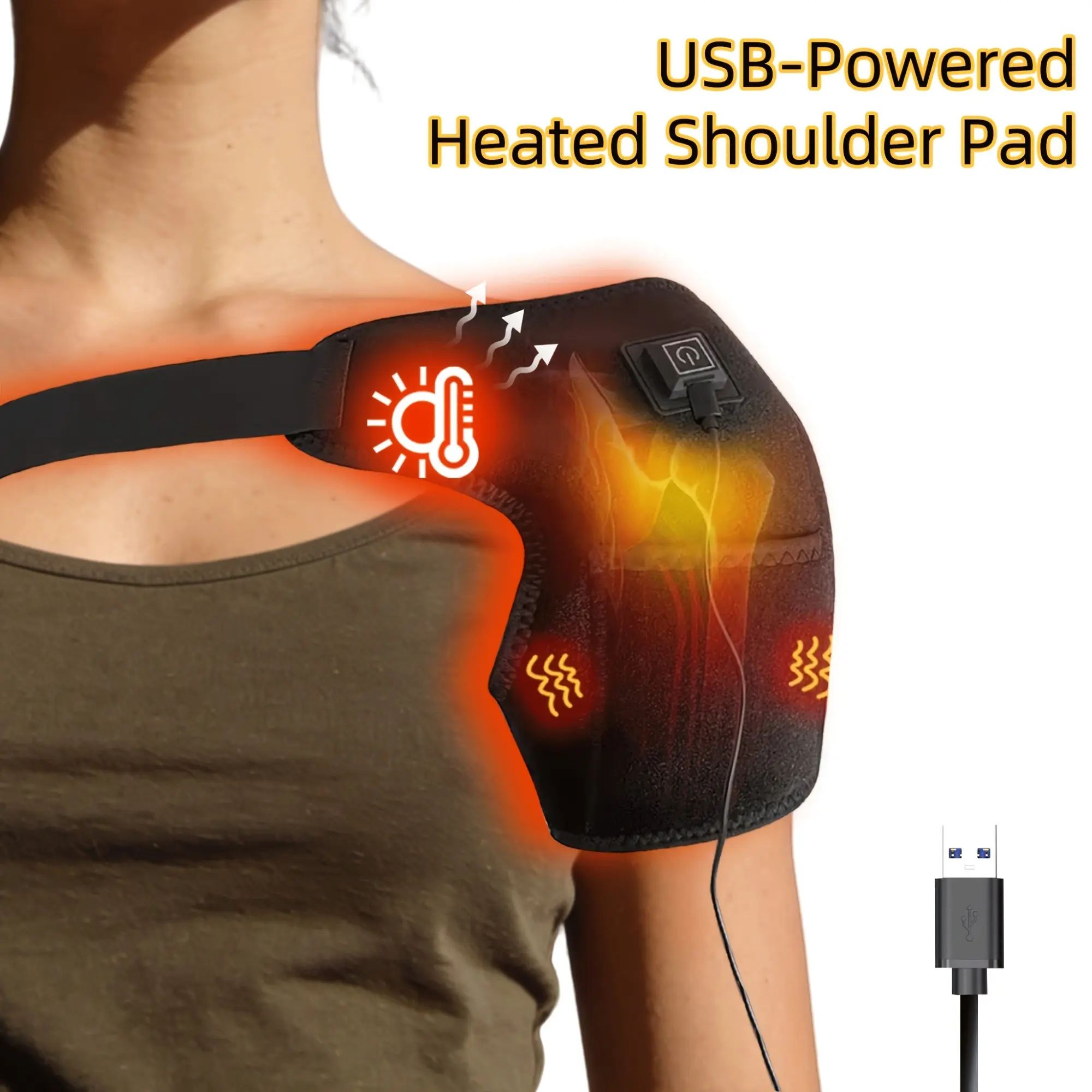 USB Heated Shoulder Pad, Shoulder Warmers, Three Temperature Settings, Portable Warmth, Comfortable Shoulder Protection, Unisex, Ideal for Men and Women, USB Powered Heated Shoulder Pad, Shoulder Heating Pad