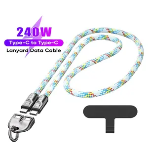 2-In-1 Phone Lanyard Charging Cable, 240w Fast Charge Type-C Data Line, Anti-Lost Phone Case Cover, Portable Design