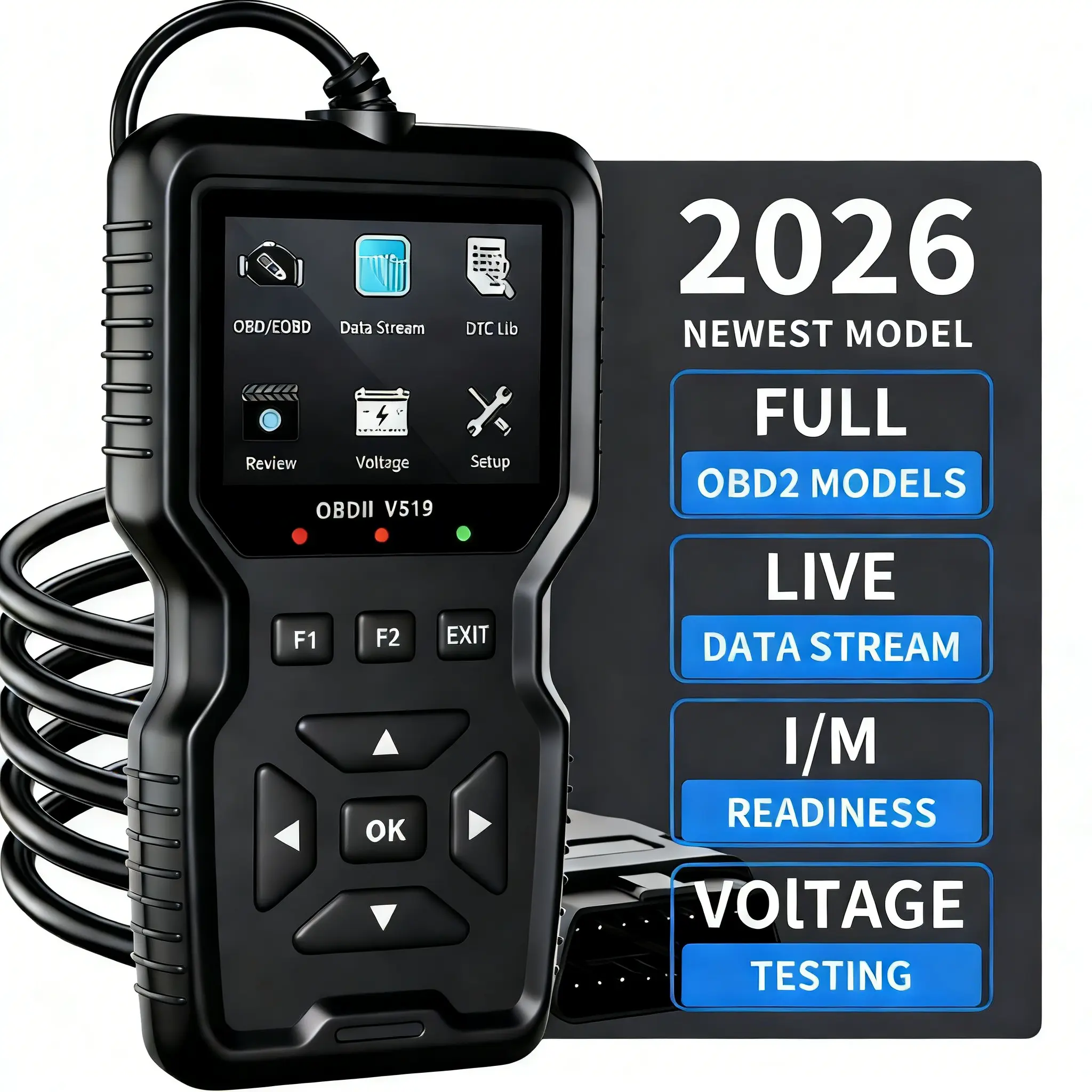 Car OBD2 Diagnostic Scanner | V519 Professional Real-Time Data • Clear Fault Codes • Full OBD2/EOBD Car OBD2 Diagnostic Scanner | V519 Professional Real-Time Data • Clear Fault Codes • Full OBD2/EOBD