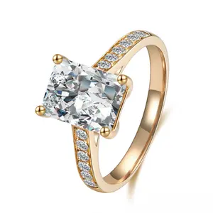 18-K lab-grown diamond, 3 ct, VS–VVS, D–E ; four-prong solitaire lab-grown diamond engagement ring — APYFR0209-Y