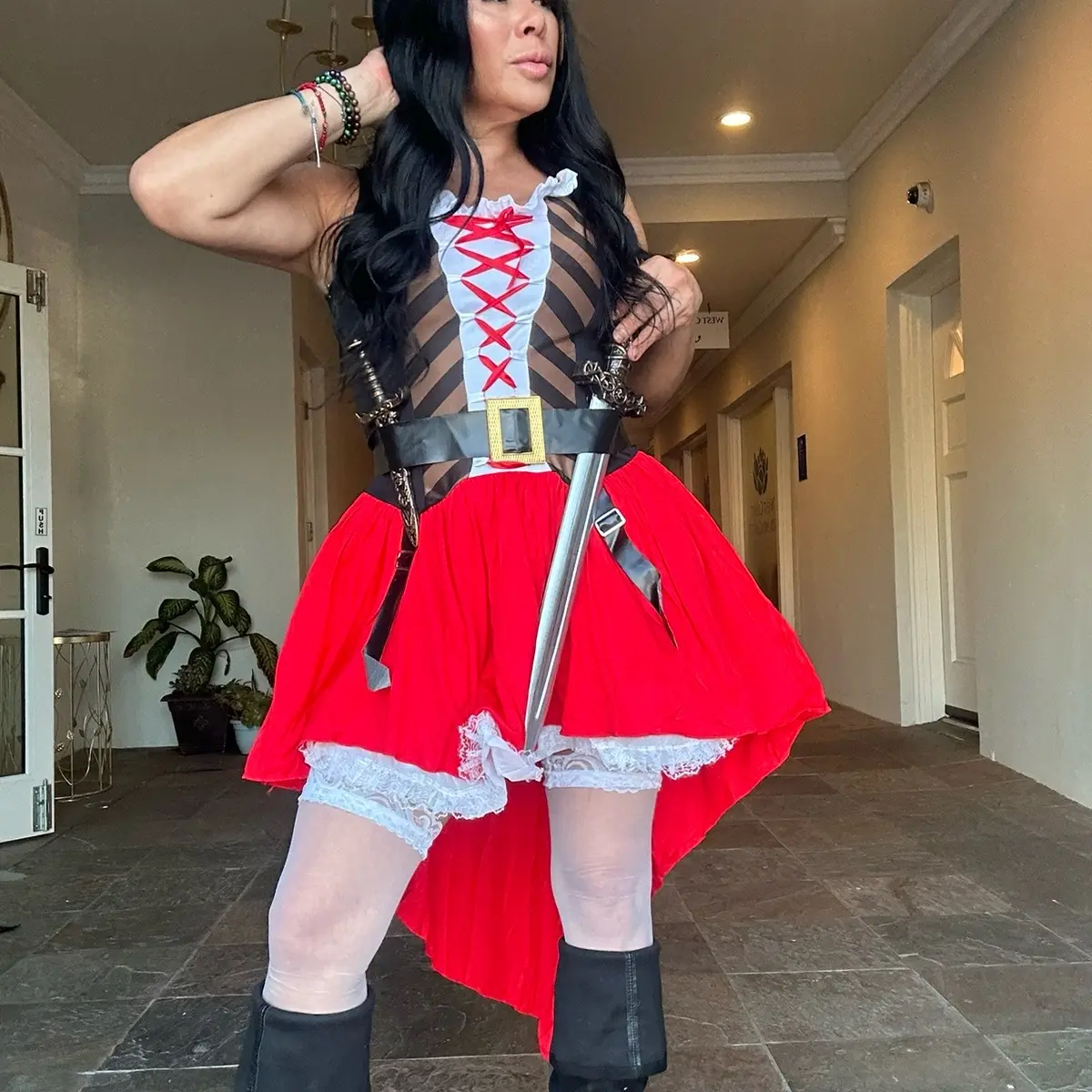 Women's Sexy Pirate Costume with Dress and Hat - Size L - Clothing, Womenswear. Accessories sold separately sories