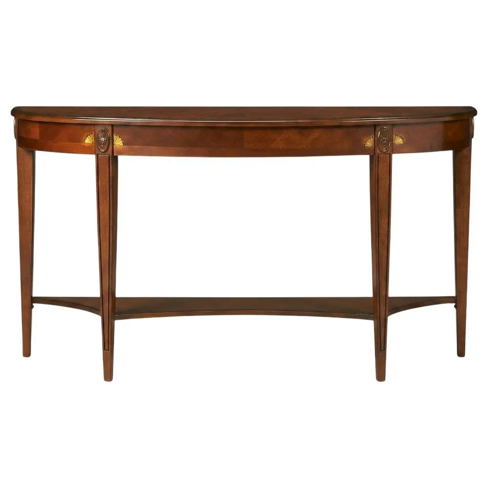 Demilune Console Table with Distressed Finish, Traditional Entryway Sofa Table