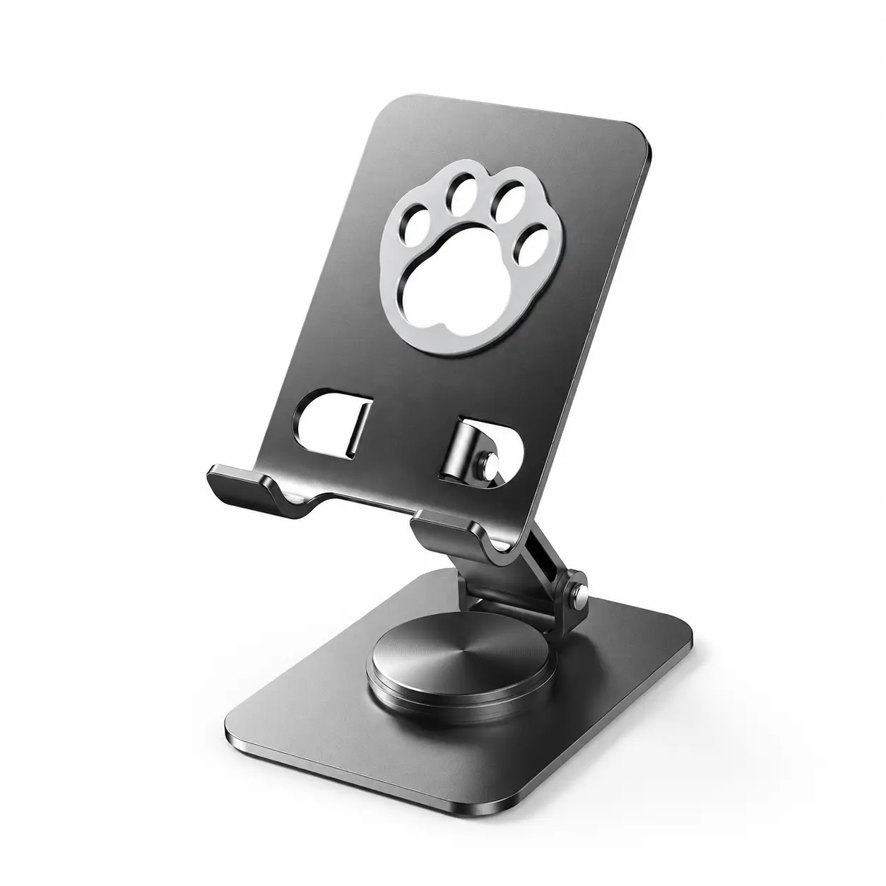 Adjustable Foldable Phone Stand for Desk, Cute Cat Paw Metal Cell Phone Holder, Portable Desktop Smartphone Stand Compatible with iPhone & Android, for Office, Home & Desk Setup