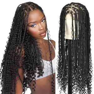West Kiss Synthetic Wigs 36 Inch Boho Braided 13x6 Lace Front Wigs for Black Women Pre Plucked with Baby Hair