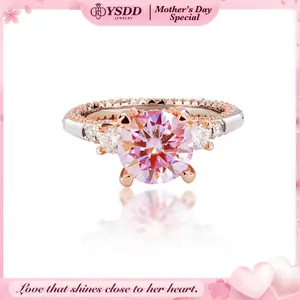 【#149 Sakura Pink】1-3Carat Sakura Pink Synthetic Moissanite Rings in 925 Sterling Silver