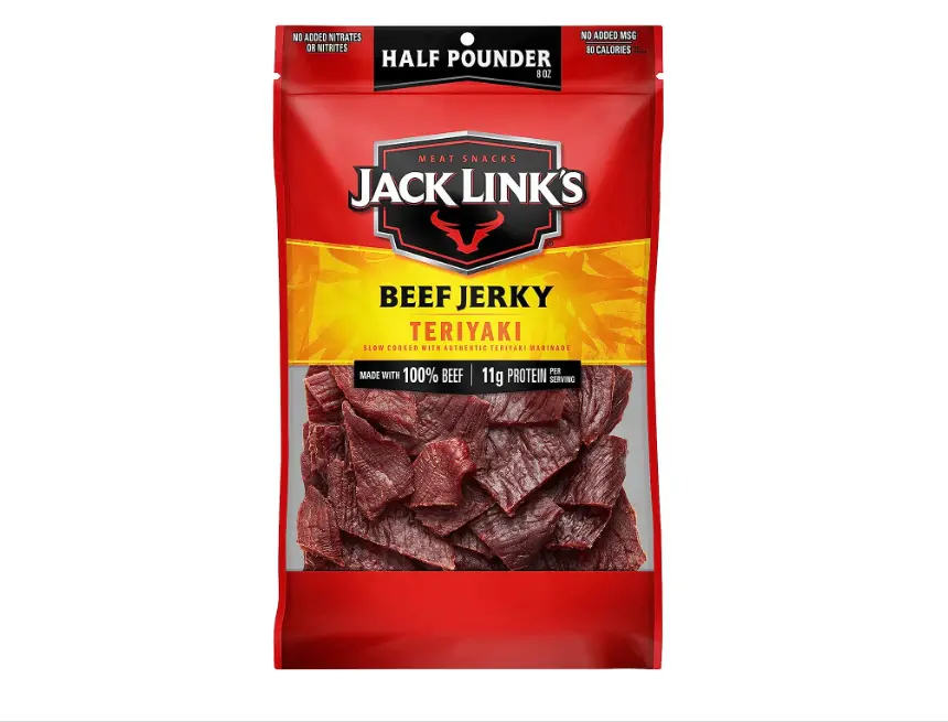 Jack Link's Beef Jerky, Teriyaki, ½ Pounder Bag - Flavorful Meat Snack, 11g of Protein and 80 Calories, Made with Premium Beef - 96 Percent Fat Free, No Added MSG or Nitrates/Nitrites