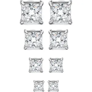 Drperfect 4 Pairs Stainless Steel Mens Womens Magnetic Stud Earrings Non-piercing CZ 4-7mm Jewellery