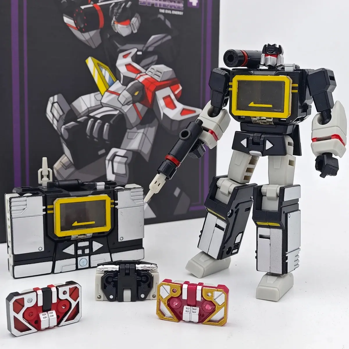 PT-04 Black Soundwave PT04 PT04B Transformation Tape G1 Mini Pocket War KO DX9 Action Figure Robot Toys