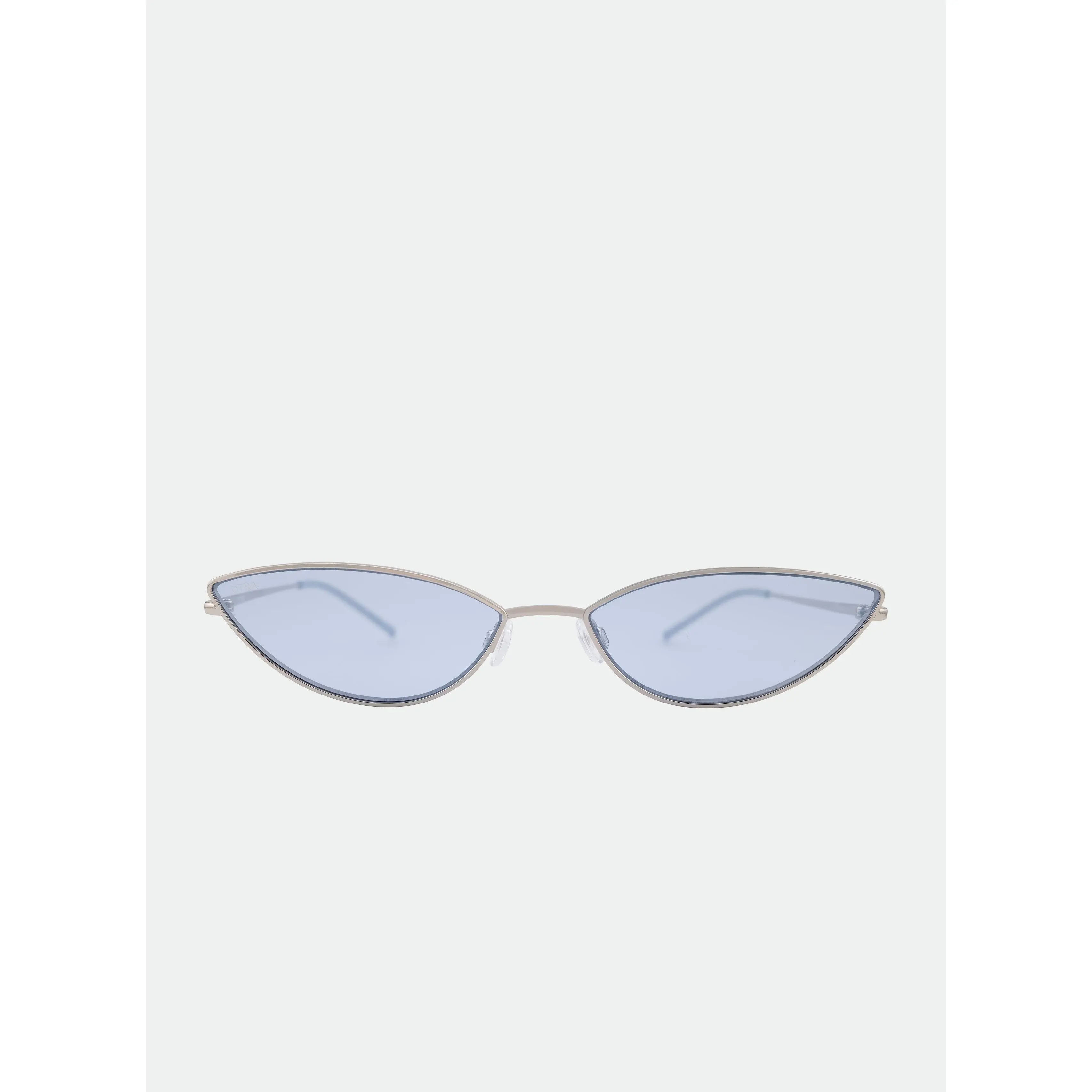 OTRA Sloane Silver Cat-Eye Sunglasses Frames, Trendy Casual Contemporary Fashion Chic Style, Blue Gradient Tinted Lenses Women's Sunglasses, 100% UV Protection, Vegan Pouch, Trendy Casual Sunglasses