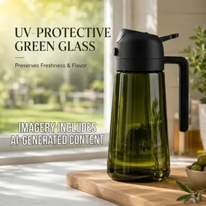 470ML 2-in-1 Food-Grade Glass Oil Sprayer-Dispenser, Leak-Proof 1-Handed Kitchen Gadget for Air Fryers, Grilling, Salads with Fine Mist Spray & Pour Function
