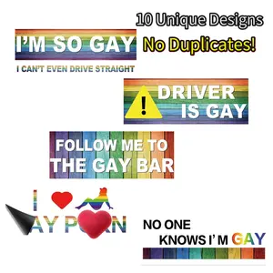 10 Pcs Funny LGBT Rainbow Pride Car Magnets Set, Hilarious Prank Magnetic Bumper Stickers & Automotive Decals, Durable Vehicle Safe Waterproof Accessories for Truck, SUV, Van, and Adult Prank Gifts, Gag Gifts, Novelty Presents