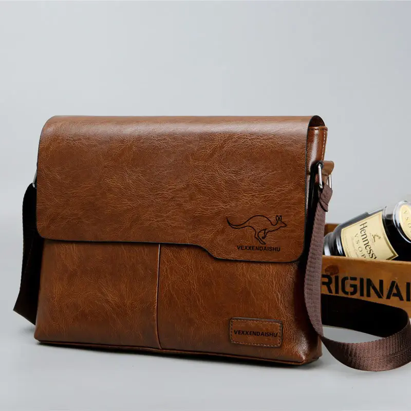 Leather Business  Men Messenger Bag Large Side Sling Bag Fashion Man  Bag