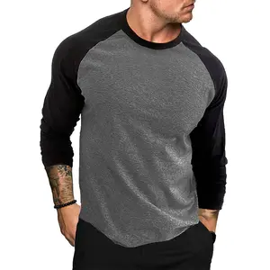 Men's Long Sleeve Casual Raglan Jersey Baseball Tee Shirt