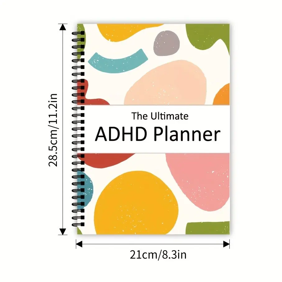 Ultimate Adhd Planner Notebook for Adults, 208 Pages, Weekly, Monthly and Daily Organization, Time Management, Productivity, Work, Financial Planning, Self-Care, Mental Health, Organizer