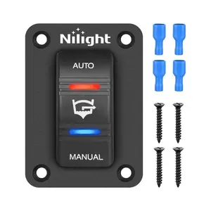 Nilight 4 Pin Bilge Pump Rocker Switch with Panel and Jumper Wires