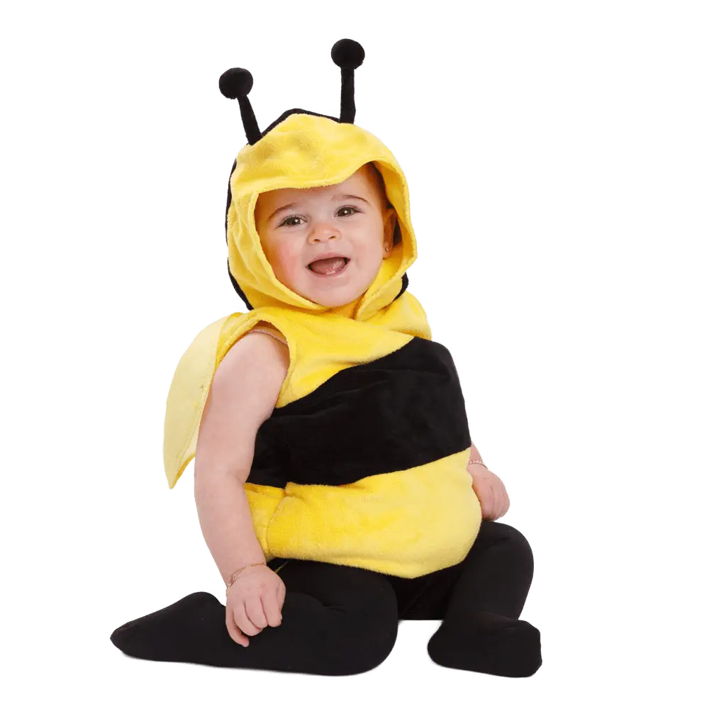 Fuzzy Bee Baby Costume - Yellow & Black Toddler Romper with Antenna Hood and Mesh Wings - Perfect For Halloween, Christmas, Easter , Pretend Play Fun, Theme Party & Festivals - Unisex Costume