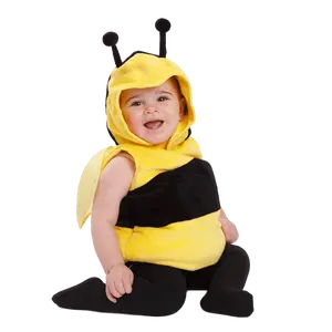 Fuzzy Bee Baby Costume - Yellow & Black Toddler Romper with Antenna Hood and Mesh Wings - Perfect For Halloween, Christmas, Easter , Pretend Play Fun, Theme Party & Festivals - Unisex Costume