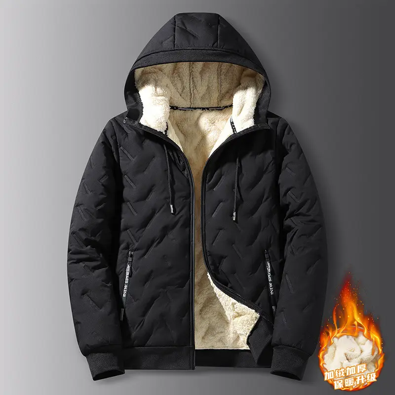 Hooded black/single cotton jacket