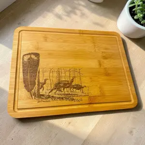 Custom Laser Engraved Turkey Themed Bamboo Cutting Board