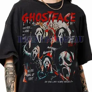 Ghostface Vintage 90s Graphic T-Shirt, Scream Horror Movies Shirt, Ghost Face Classic Retro Tees Gift For Women and Man Unisex T-Shirt Human Menswear Soft, shirt for women