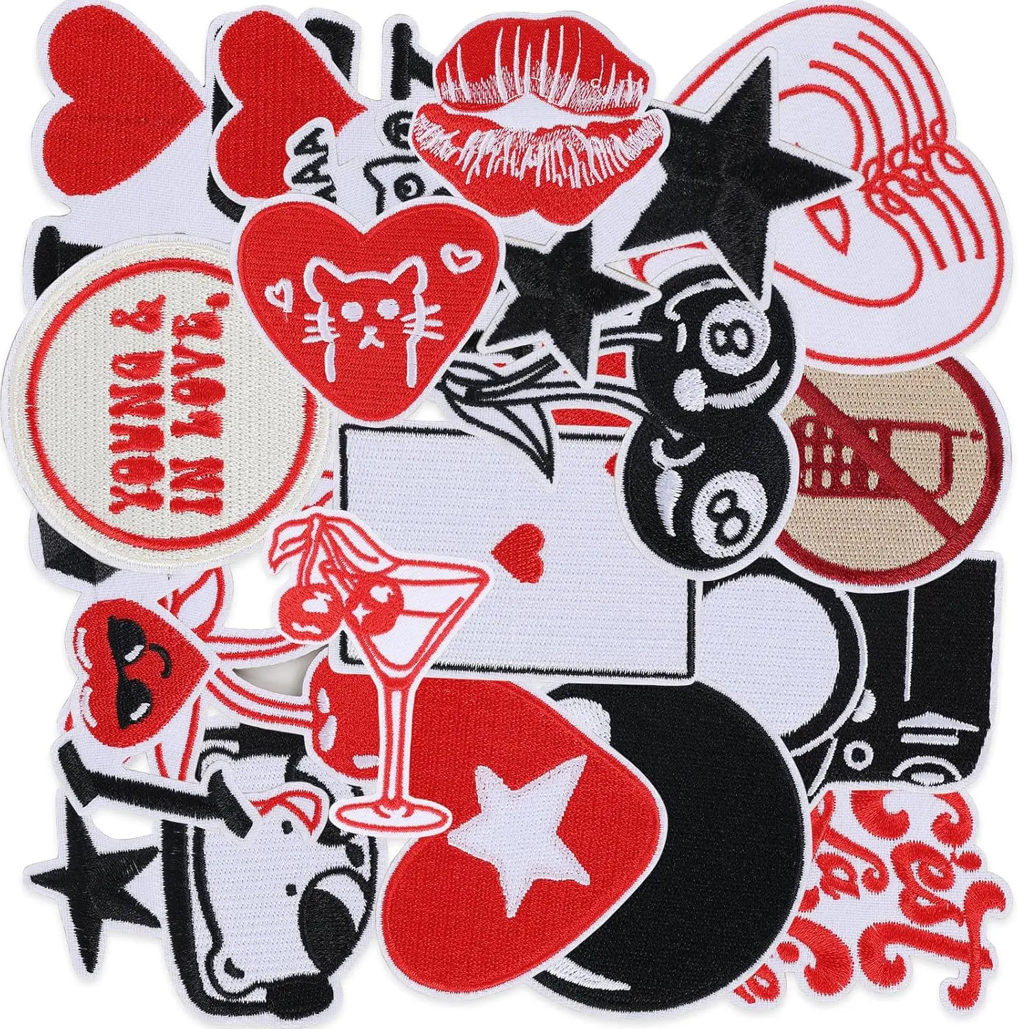 20 count Downtown Girl Iron on Patches, Y2K Aesthetic Embroidered Patches for Girls, Trendy Aesthetic Sew Patches for Backpacks Pants Clothes Jeans DIY Decoration