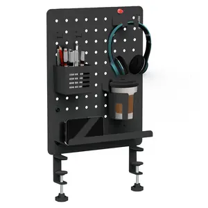 Mount-It! Clamp-on Pegboard Organizer for Efficient Storage and Organization Magnet Black