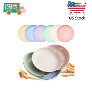 6 PACK Unbreakable Dinner Plates, 6.9 Inch Wheat Straw Plates, Reusable Deep Plastic Plate