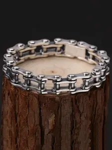 Punk Style Stainless Steel Motorcycle Chain Bracelet, Fashion Jewelry for Parties, Daily Wear, Trendy Versatile Gift for Birthdays, Stainless Steel Bracelets