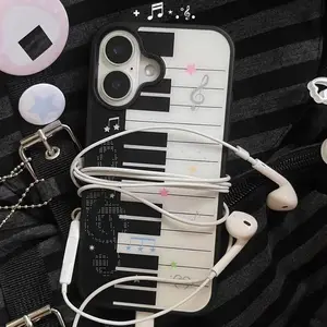 Korean Ins Art Piano Key Notes Creative Exquisite Cute Unique Artistic Design Phone Case for IPhone 17 16 15 14 13 12 11 Pro Max Plus Air Y2K Cover  Protective Drop-proof Retro Stylish Holiday Gift