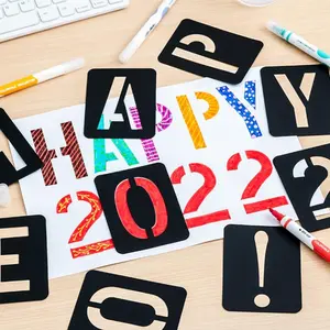 18 Inch Handmade Letter Template Set, Reusable 42 Piece Alphabet & Number Templates for Wood Wall Fabric DIY Projects