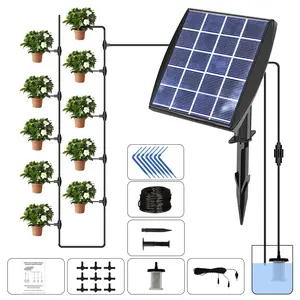 Automatic Solar Drip Irrigation Kit - Auto Watering System for 10-30 Plants, 6/12 Timer Modes, Suitable for Garden/Greenhouse/Balcony