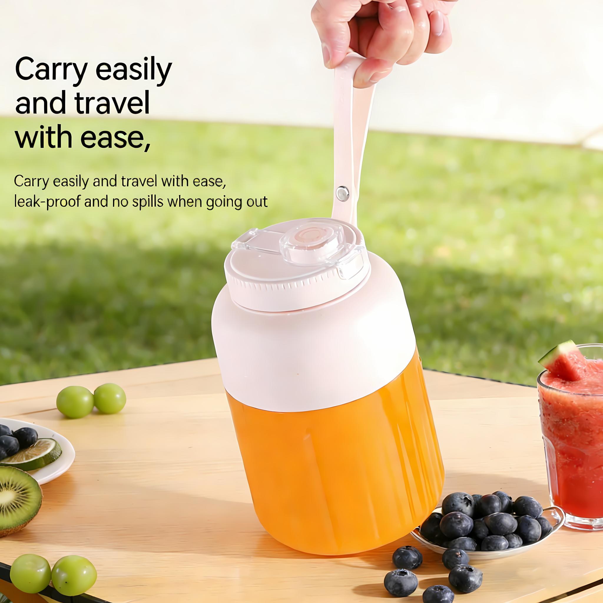 Compact mini blender for busy life. USB rechargeable & cordless, quickly makes smoothies, vegetable juices perfect for daily use or parties. Leak-proof with drinking lid, ideal for travel, gym, school, office & gatherings. High-speed blades, easy to clean