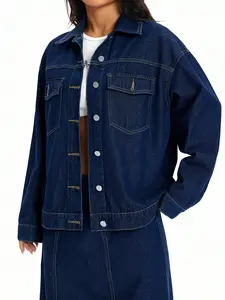 Women's Loose Fit Denim Jacket Coats, Collared Casual Long Sleeve Button Fly, Comfortable Breathable Modal Fashion, Perfect for Spring